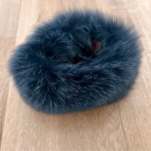 One Pc Real Blue Fox Fur Cuff Arm Warmer Bracelet Gloves Satin Embroidered Liner